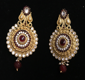 Red Victorian Earrings Heritage India Fashions