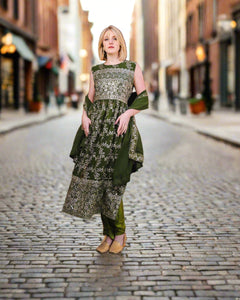 Georgette Embroidered Olive Green Anarkali / Gown Georgette Embroidered Olive Green Anarkali / Gown