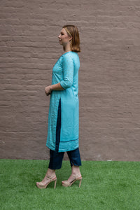Fancy Cotton Silk Embroidered Pale Turquoise Salwar Kameez