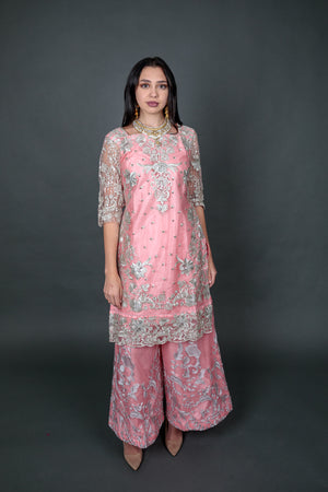 Off White Heavy Embroidered Organza Sharara Suit Set | Shree-R-1137G |  Cilory.com