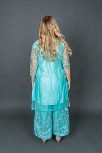 Fancy Heavy Embroidered Light Baby Blue Sharara Suit