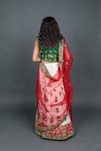 Silk Georgette White Lucknowi Heavy Embroidered Lehenga Set