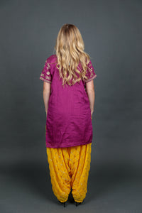 Fancy Silk Jam Purple Embroidered Patiala Suit