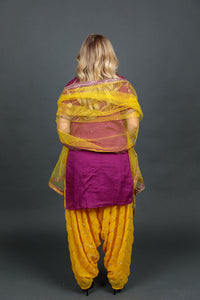 Fancy Silk Jam Purple Embroidered Patiala Suit