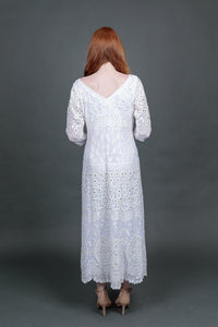 Georgette White Embroidered Gown
