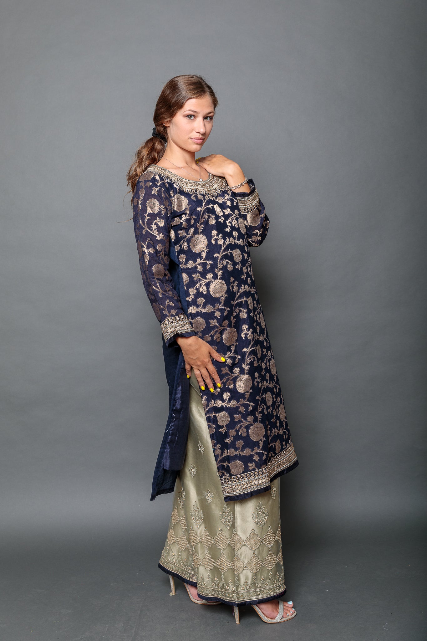 Yellow Woven Banarasi Silk Suit - PRF169107
