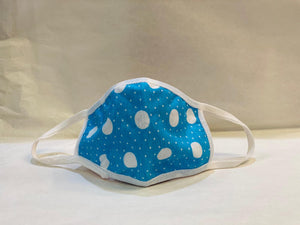 Kid's Cotton Unisex  Blue & White Polka Dots Printed Cloth Face Masks