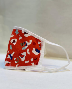 Kid's Cotton Unisex Red & White Abstract Printed Cloth Face Masks