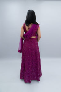Silk Purple Embroidered Lehenga Set