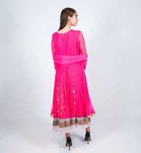 Silk Punch Pink Embroidered Gown