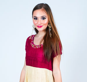 Maroon and Cream Silk Dress Maroon and Cream Silk Dress