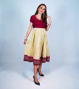Maroon and Cream Silk Dress Maroon and Cream Silk Dress