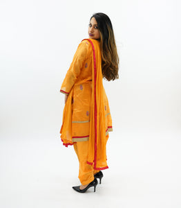 Cotton Silk Embroidered Apricot Orange Salwar Kameez