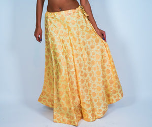 Cream Silk Floral Brocade Skirt