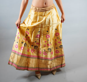 Banarasi Silk Flax Gold Lehenga Skirt