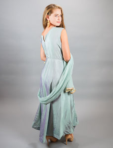 Silk Embroidered Light Tiffany Blue Gown