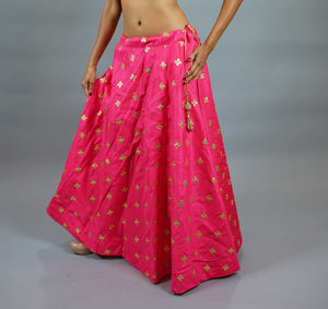 Silk  Embroidered Punch Pink Lehenga Skirt