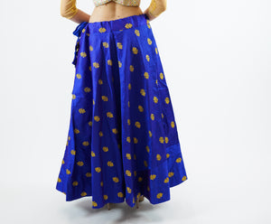 Silk  Embroidered Egyptian Blue Lehenga Skirt