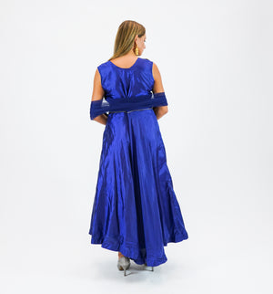 Silk Embroidered Navy Blue Gown