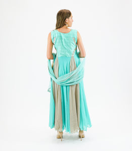 Silk Chiffon Turquoise  Gown