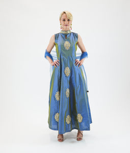 Silk Light Air-Force Blue Embroidered Gown