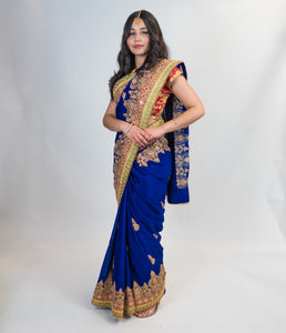 Blue with Zari Embroidery Formal Silk Saree