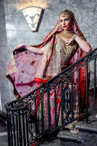 Soft Velvet Multi Color Heavy Embroidered Bridal Lehenga Set