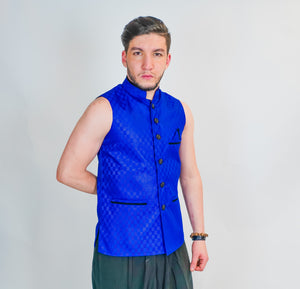 Bright Blue Silk Modi Vest