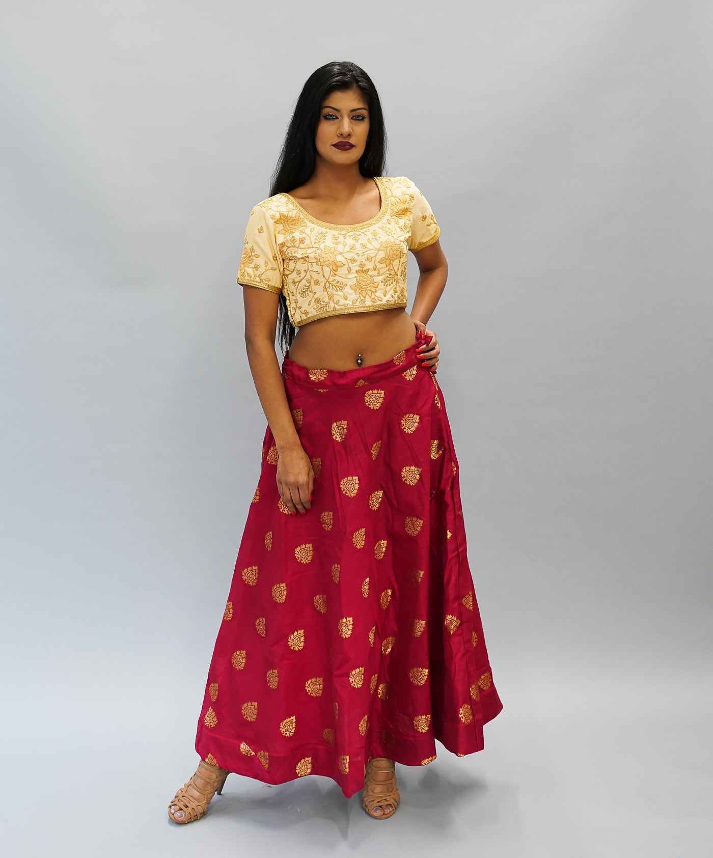 Buy Women's Pink Flared Brocade Skirt for All Plus Size and Small Size  (Size: XXS -8XL) (Medium) (Waist: 34-35inches) at Amazon.in