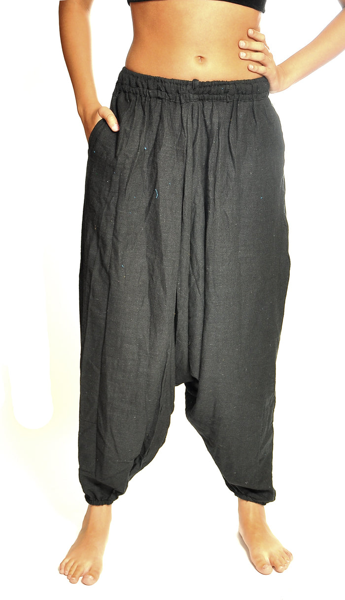 Black Harem Organic Cotton Pants with Pockets