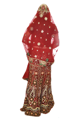Elegantly crafted Red Jeweled Bridal Lehenga