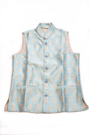 Baby Blue and Ivory Silk Vest
