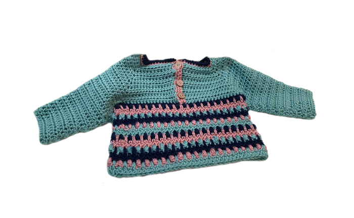 Crochet Blue Sea Foam Baby Sweater