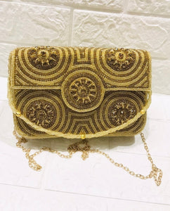 Bronze and Gold Sling Clutch Bag