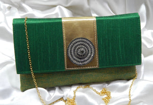 Green and Gold Sling Clutch Bag