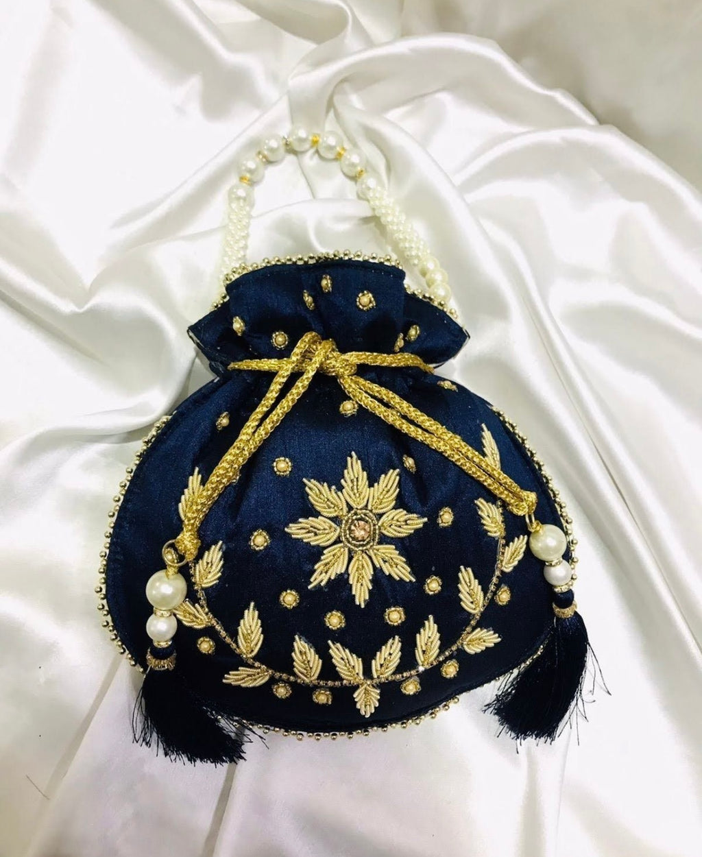 Royal Blue Embroidered Potli Bag