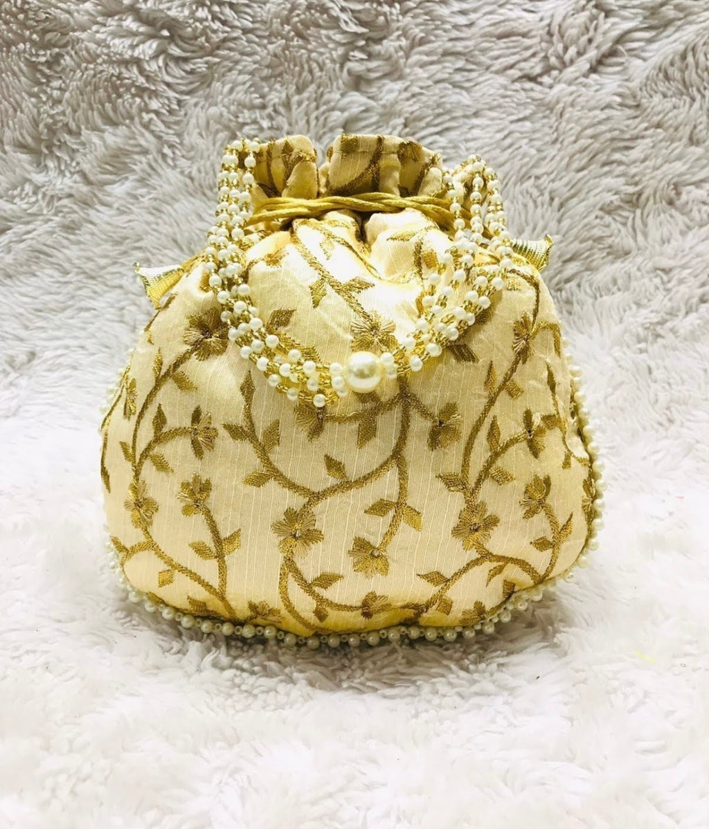 Gold Embroidery Potli Bag