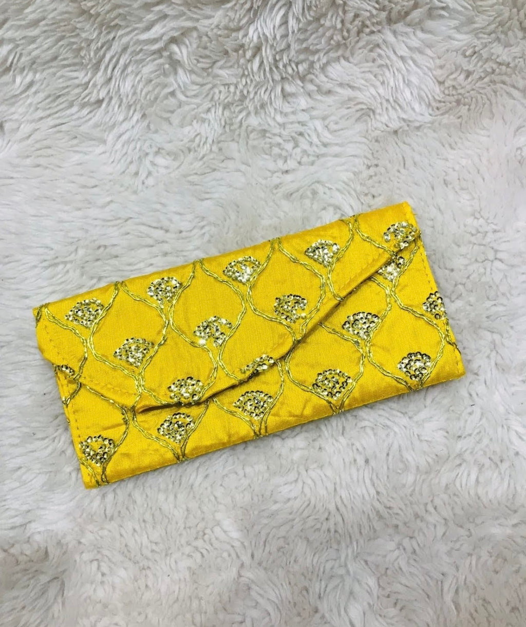 Yellow with Gold Embroidery Wallet