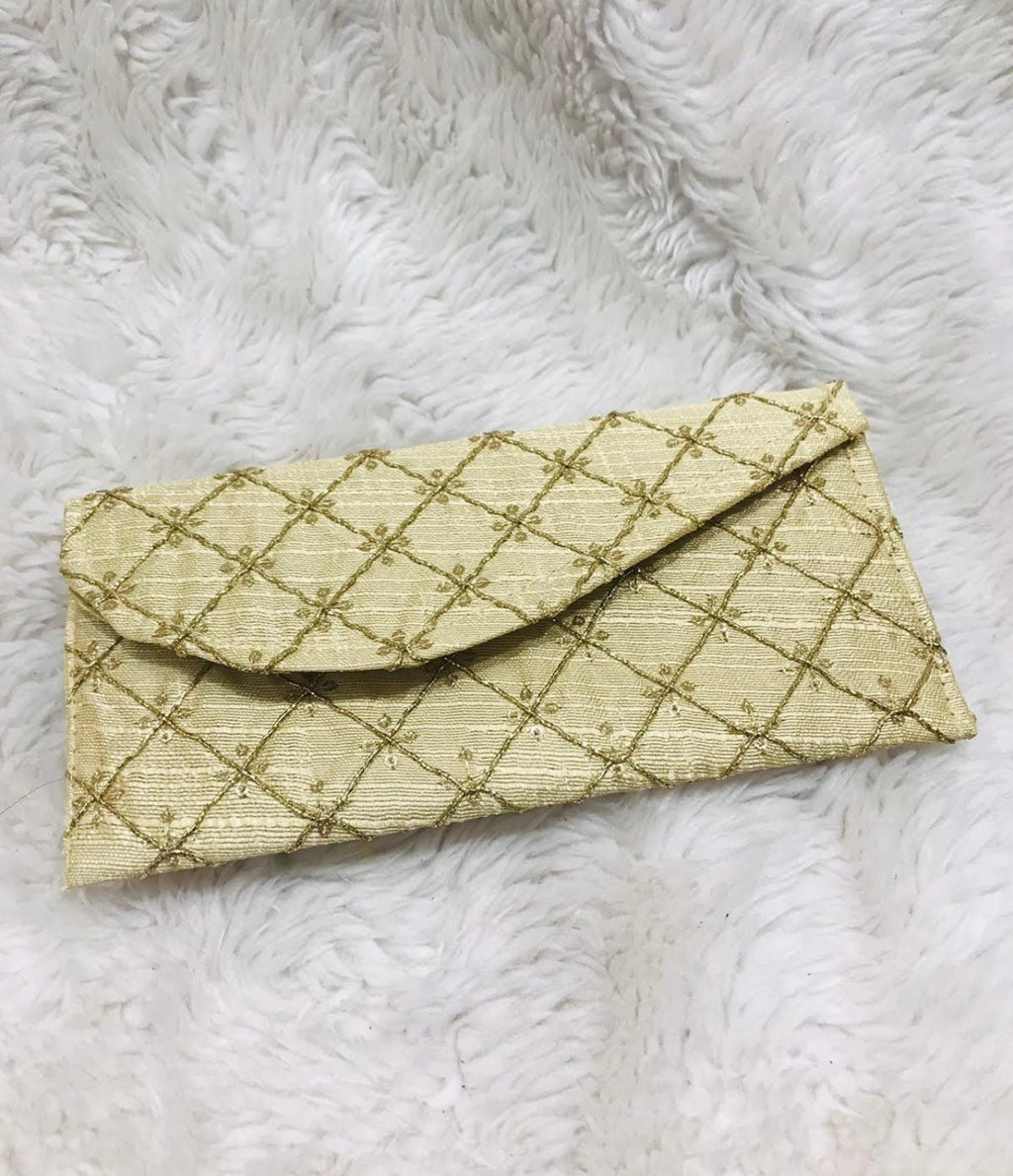 Ivory With Gold Embroidery Wallet