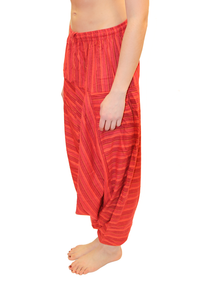 Imperial Red Striped Cotton Harem Pants