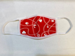 Kid's Cotton Unisex Red & White Printed Cloth Face Masks