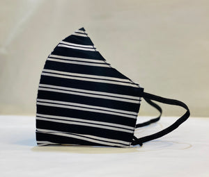 Unisex Designer Black & White Horizontal Stripes Cloth Face Masks