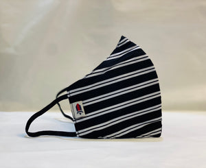 Unisex Designer Black & White Horizontal Stripes Cloth Face Masks