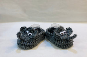 Crochet Grey Elephant Baby Booties