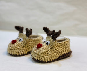 Crochet Reindeer Baby Booties