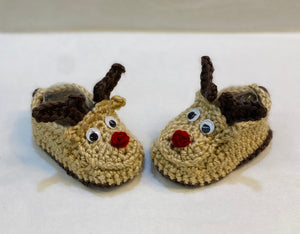 Crochet Reindeer Baby Booties
