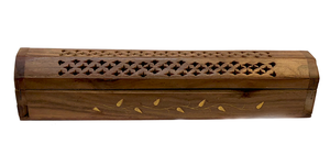Wooden Hand Carved Rectangle Box Incense Holder
