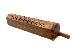 Wooden Hand Carved Rectangle Box Incense Holder