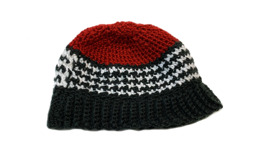 Red Crochet Houndstooth Stitch Baby Hat