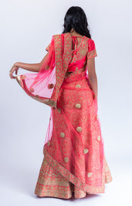 Heavy Embroidered Silk Imperial Red Lehenga Set